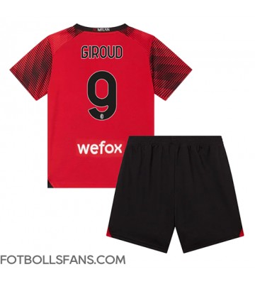 AC Milan Olivier Giroud #9 Replika Hemmatröja Barn 2023-24 Kortärmad (+ Korta byxor)